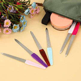 Pack of 6 Sword Nail Files for Natural Nails, Stainless Steel Nail File, Colourful Fingernail Files Set, Double-Sided Toenail File with Non-Slip Handle, Manicure and Pedicure
