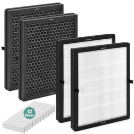 4-Pack E-200 Filter Replacement Kit Compatible with LUNINO Air Purifier Replacement Filter DSHAAPO04FE for LUNINO Air Purifier E-200, 3-in-1 Filtration, 4 High-Efficiency Filter & 12 Aromatherapy Pad