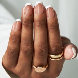 Square Short False Nails - 24Pcs French False Nail - False Nails with Glue - White French Tip Press on Nails - French Tip False Nails - Full Cover Acrylic Nails for Women Girls Nail Art