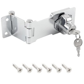 HOWDIA 3 Inch Keyed Door Lock Hasp Latch, Stainless Steel Heavy Duty Cabinet Locks with Keys, Fit for 90/180 Degree Install, Double Hinge Hasp for Cabinets, Barn Doors