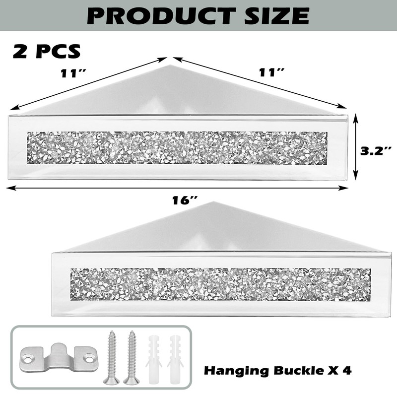 Royxen Corner Floating Shelves 2 Sets, Corner Shelf Wall Mounted