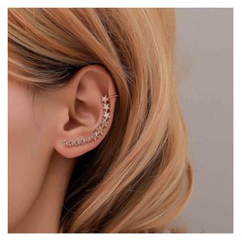 Yheakne Boho Star Ear Climber Earring Gold Star Crawler Earring Cluster Star Earring Festival Earring Celestial Jewelry for Women and Girls（1 pcs）