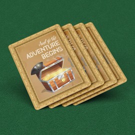 Journo Treasure Map Pirate Themed Standard 52 Deck of Playing Cards, Nautical Anchor Compass Treasure Chest Poker Bridge Deck, Travel Game Cards (Treasure Chest)