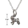 Sterling Silver Tiny Pug Dog 3D Charm Necklace, 18"