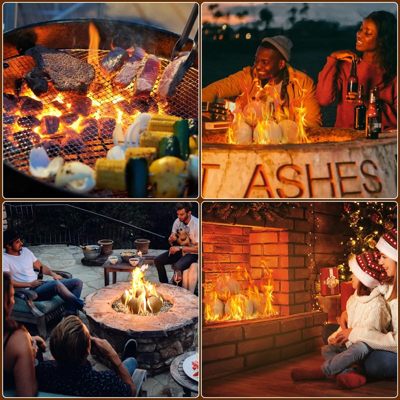 Ceramic Fire Balls for Fire Pit & Outdoor Fireplace (Beige,