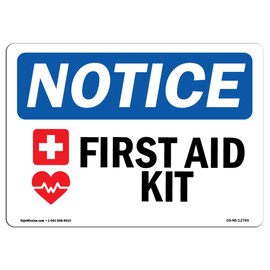 SignMission OSHA Notice First Aid Kit Sign with Symbol | Decal | Protect Your Business, Construction Site, Warehouse | Made in The USA, Landscape