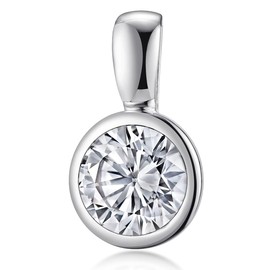 MATERIA by Matthias Wagner Women's Cubic Zirconia Pendant 925 Silver 10.5 mm Round Rhodium-Plated with Chain, Silver, Cubic Zirconia