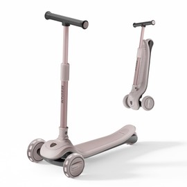 BEIESTATE Aesthetic Scooter, Kids 3 Wheel Scooter with LED Light-Up Wheels, Adjustable Handlebar (25.2"-35.4") for Ages 3-18, Max 220 lbs, Safety Steering Lock, Anti-Slip Deck & One-Piece Brake (pink)