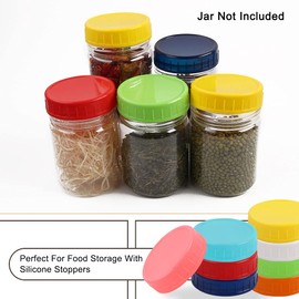 uxcell 8 Pcs Assorted Color Plastic Regular Mouth Mason Jar Lids Food Storage Caps for Mason Canning Ball Jars