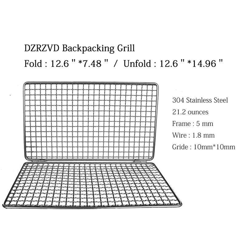 DZRZVD-The Bushcraft Foldable Backpacker's Grill Grate-Welded Stainless Steel Mesh (Upgrade