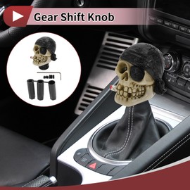 HEROFFIX 8.1cm Skull Shift Knob Universal Gear Shifter Knob Resin Stick Shifter Lever Knob for Automatic and Manual Vehicle with 3 Adapter Black 1 Set