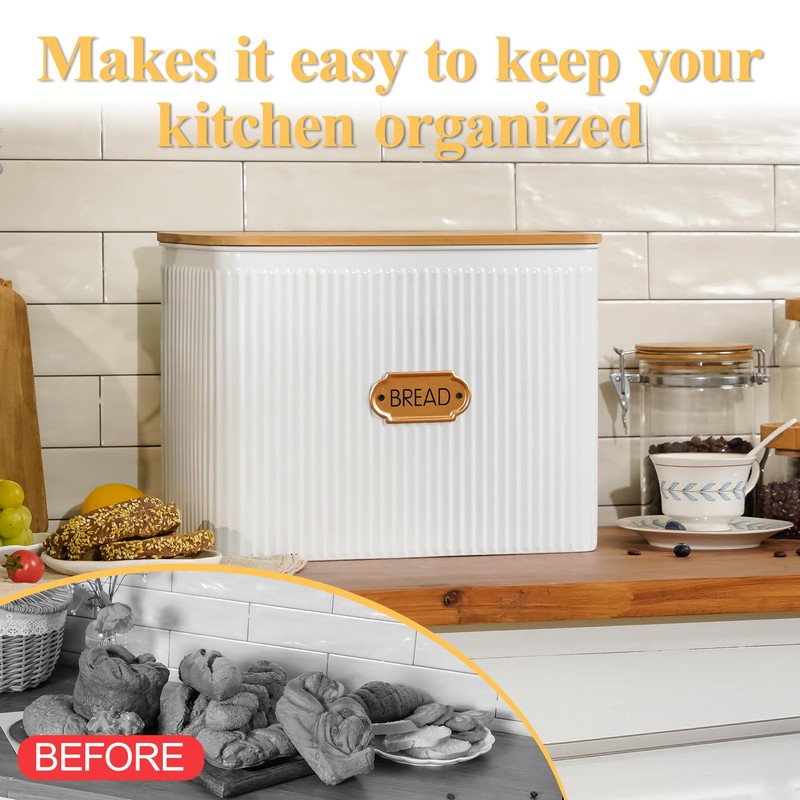 HOME PALETTE Extra Large Bread Box for Kitchen Countertop Corner