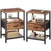 Huuger Nightstand Set of 2, Night Stand with Fabric Drawer,