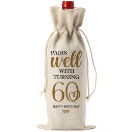 60th Birthday Gifts: Wine Bag for Women & Men - Ideas for Coworkers & Friends