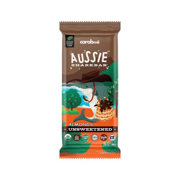 CAROBME ORGANIC UNSWEETENED ALMONDS CAROB BAR | Vegan Soy Free
