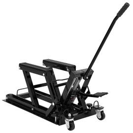 Garvee Hydraulic Motorcycle Lift Jack 1500Lb Heavy Duty ATV/UTV/Dirt Bike Lift with 4.7''-14.57'' Height Range, Non-Slip Platform & Safety Lock, Garage Scissor Jack, Car Maintenance Tool, Black