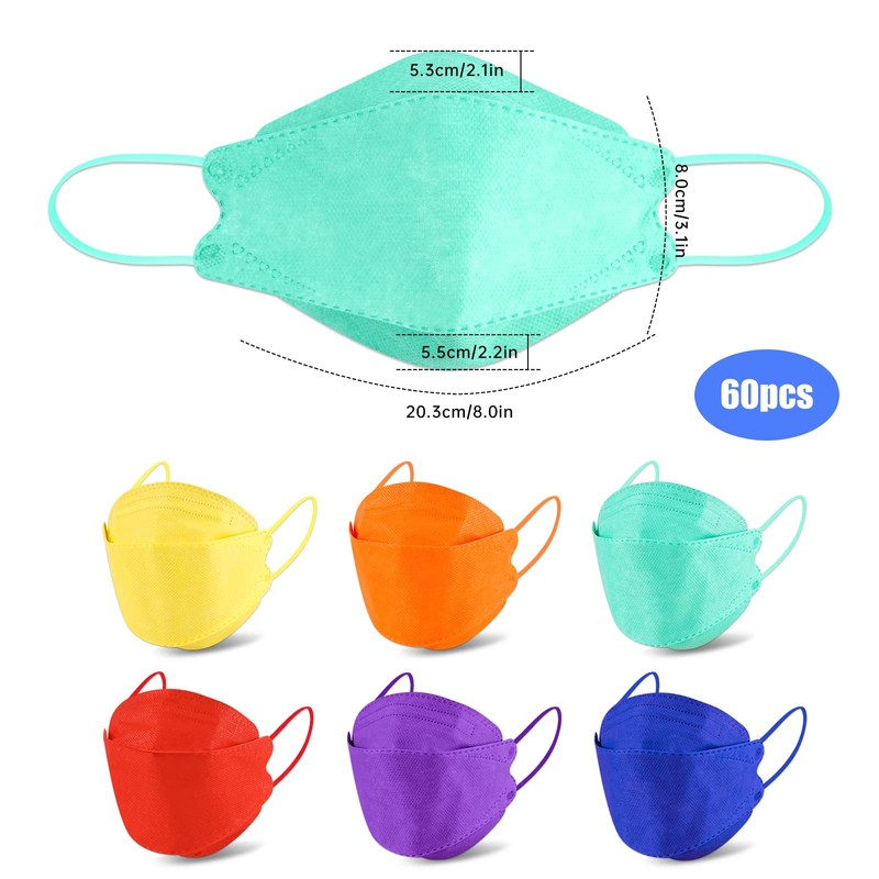 NiHealth 60PCS KF94 Disposable Face Masks for Adults, Tomorotec Solid