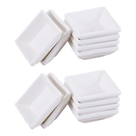 Molbory Mini Dip Bowls, Pack of 12 Dip Bowls, Sauce Bowls, Snack Bowls, Dessert Bowls, Tapas Bowls, Rectangular Dip Bowl for Dessert Sauce, Vinegar (White)