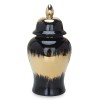 Homeroots 14" Black And Gold Abstract Urn Ceramic Ginger Jar