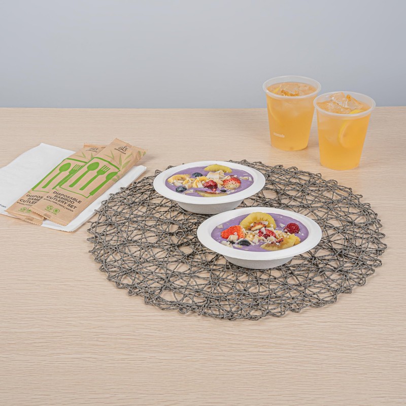 Pulp Safe No PFAS Added 7 oz Oval White Sugarcane/Bagasse