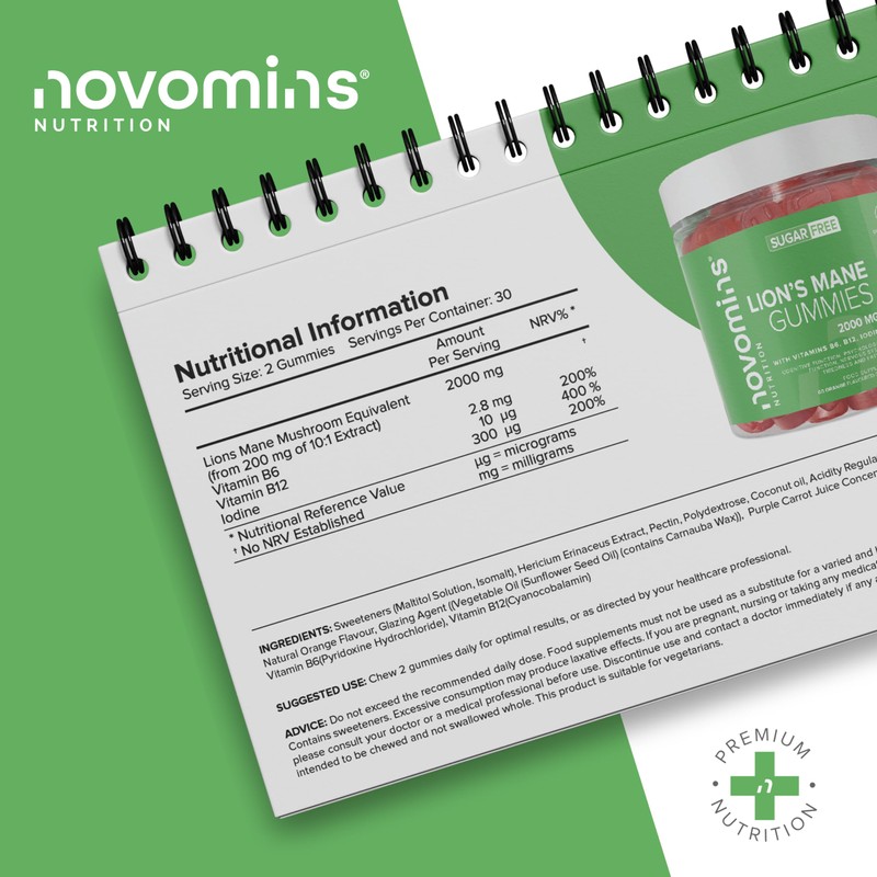 Novomins Lion’s Mane Gummies - Sugar Free – High Strength