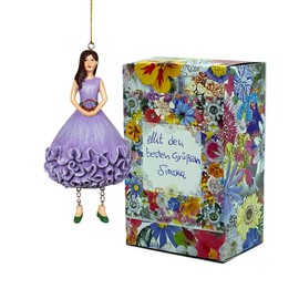 Fiebiger Floristik Flower Girl Scabio Girl Colour: Purple Hanging Elf Decorative Figure Flower Fairy Figure Flower Figure Sculpture Flower Children in Gift Box