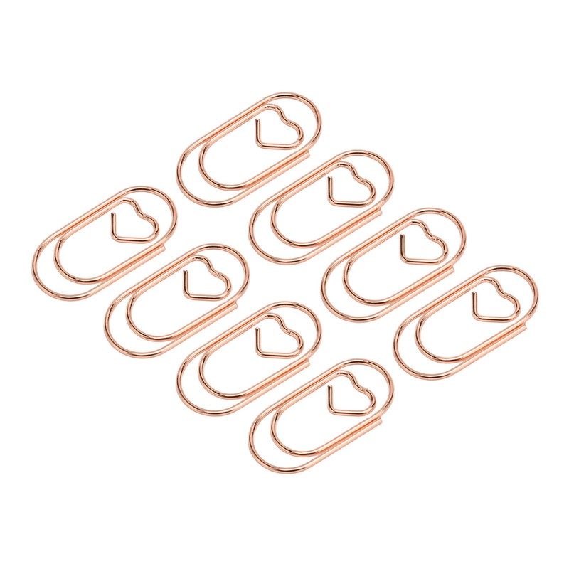 100pcs Paper Clips Portable Heart Shape Rustproof Electroplated Metal Paperclips