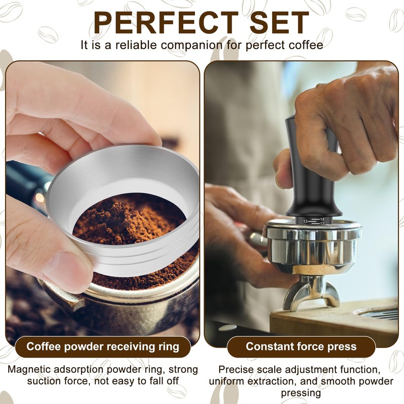 Coffee Tamper Set 51mm Espresso Accessories Kit, Stainless Steel Spring