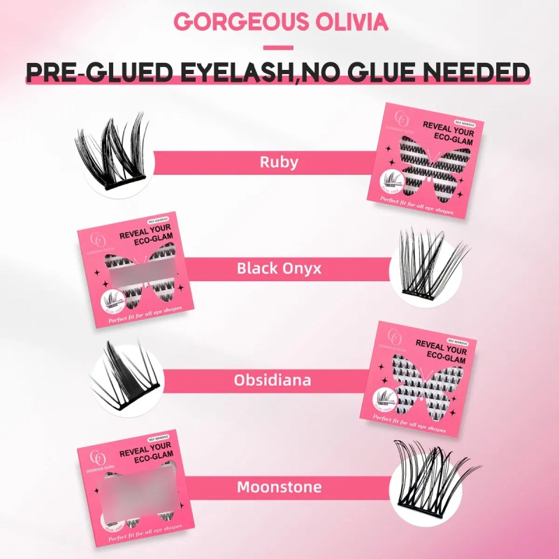 Gorgeous Olivia 88 Piezas Pestañas Postizas Kit Completo Rosa Chicle