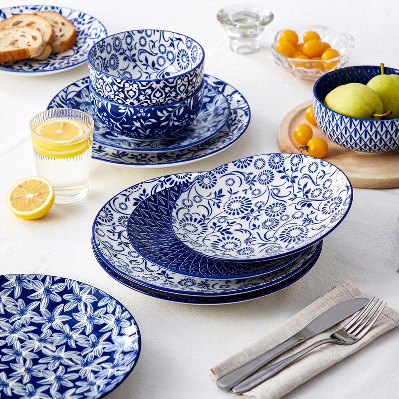 vancasso SELENE Plates and Bowls Set for 4, 12 Pieces