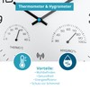 Mebus Modern Radio Wall Clock with Temperature Display and Humidity,