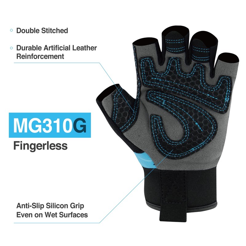 DEX FIT Fingerless Tactical Gloves MG310 Impact, Durable, Heavy Duty