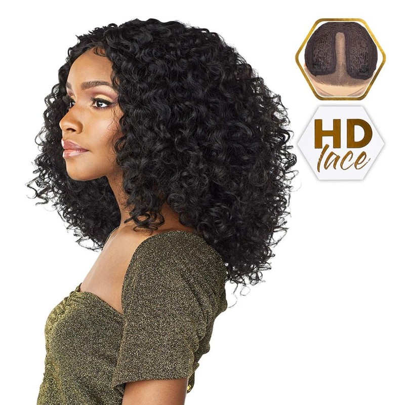 Willoghsa HD Lace Front Wig with Middle Parting Curly Large