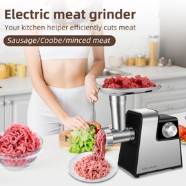 Electric Meat Grinder，350W(2800W Max) Sausage Stuffer Maker with Sausage Stuffer Tubes & Kubbe Kit，Food Grinder with Blade & 3 Plates For Home Kitchen Use