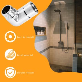 Shower Elbow Adapter, 90 Degree Elbow Shower Hose Connector, Adjustable to Directional Head Adaptor for Wall Mounted Handheld Showerhead Arm Extension Elbow Connector (Silver, M)