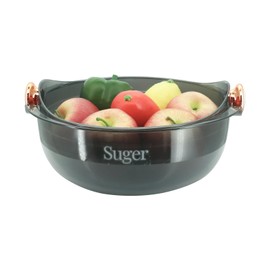 Kitchen Strainer Colander Bowl Set, Double-Layer Vegetable Washing Basket, Kitchen Fruit Washing Bowl Rice Washer Bowl for Soaking Washing Draining Pasta Vegetable Fruit Rice (Transparent Grey)