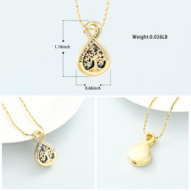 Infinity Urn Necklaces for Ashes for Women Men Tree of Life Cremation Jewelry Memorial Locket Pendant Necklace Hollow Keepsake Urn for Human Ashes (Gold)