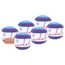Lion Brand Yarn - Mandala - 6 Pack with Needle Gauge (Hades)