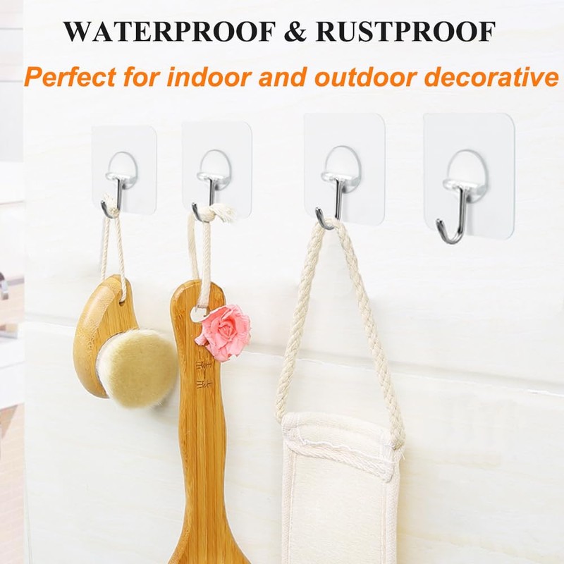 FOTYRIG Adhesive Hooks Heavy Duty Wall Sticky Hooks for Hanging