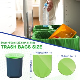 XUXRUS Biodegradable Garbage Bags 13 Gallon,0.98 Mil Thicken Kitchen 50L Trash Bags for Kitchen,Home,Office,Green,60 Counts(Fits 10-15 Gallon Bins)