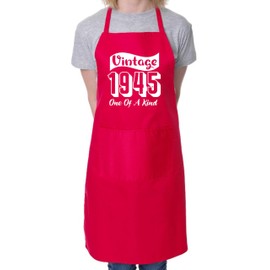 Print4U 80th Birthday Vintage 1945 Age 80 Funny Apron Novelty Baking BBQ Red
