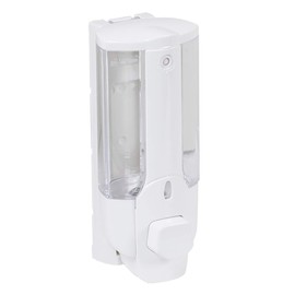 axentia 133170 Hanging Soap Dispenser, White, Approx. 7.5 x 19 x 8.5 cm