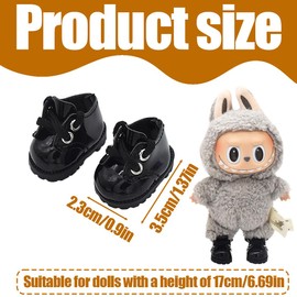 IKOPFLN 1 Paar Puppenschuhe Schuhe (schwarz) Plüschtier passende Schuhe für 17cm Puppe, sitzend und stehend, Plüschtier nicht enthalten