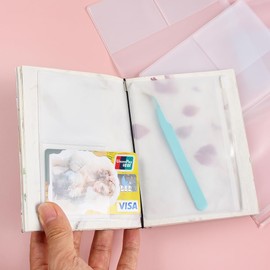 Dwpetzo Clear Zipper Pocket for Travelers Notebook, 4 Insert Passport Size Pouch Refill with 4 Elastic Bands for TN Accessories Paper Card Holder