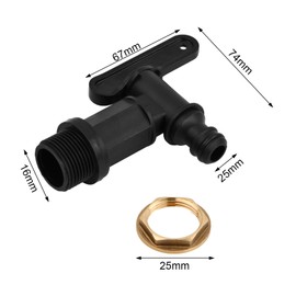 Set of 2 Outlet Tap for Rain Butt, Tap for Rainwater Barrel Outlet Tap with Sealing Nut, Plastic Replacement Tap with Seal Lock Nut for Garden Industrial Household