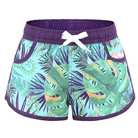 Aisyee Big Girls Swim Trunks Beach Swim Shorts Quick Dry Boards Shorts for Kids with 3D Prints Navy Blue Size 10/8-10 Years