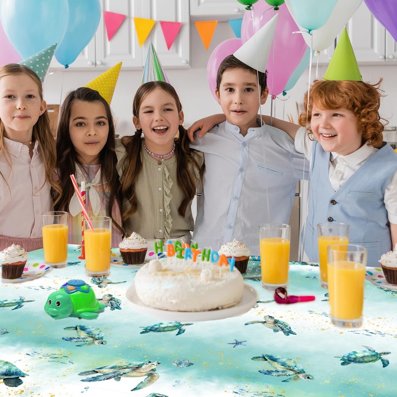 4 Pack Summer Party Tablecloth Ocean Turtle Tablecloth Under The