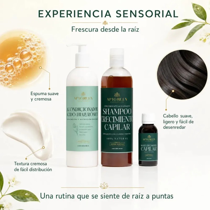Shampoo Crecimiento Con Boost Y Acondicionador Apigreen