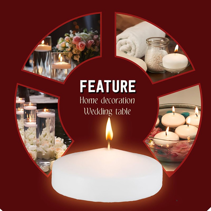 Ashlux White Floating Candles 3 inch, 24 Pack Floating Candles