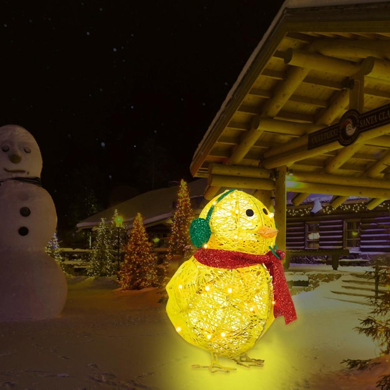 Chick with Scarf Decor Lights Yellow Chick Flat Garden Sculpture